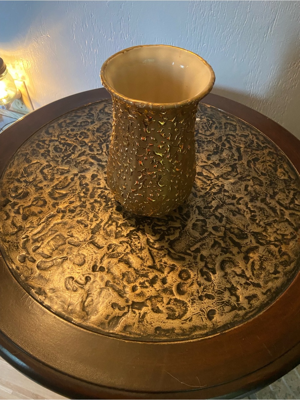 Gold Textured Ceramic Vase - Decorative Home Accent